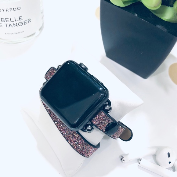 {ELLIE} Apple Watch Band Leather Sparkle Glitter - Picture 4 of 7